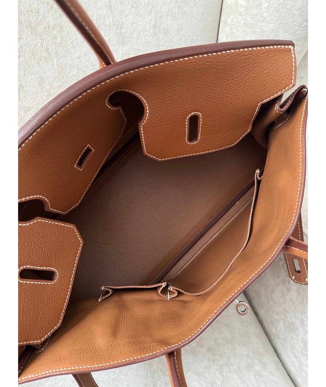 HERMES Коричневая кожаная сумка с короткими ручками, фото 2