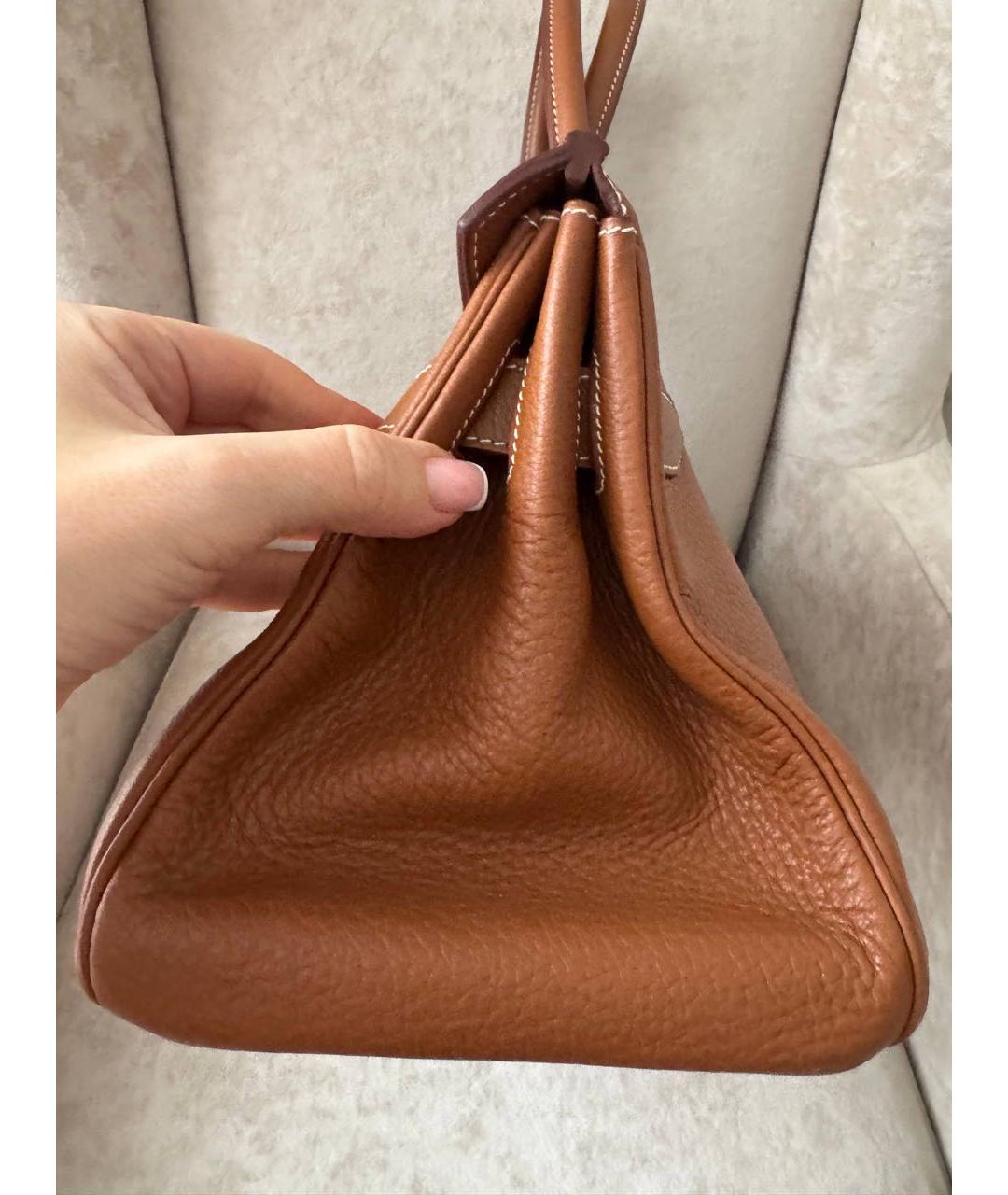 HERMES Коричневая кожаная сумка с короткими ручками, фото 8