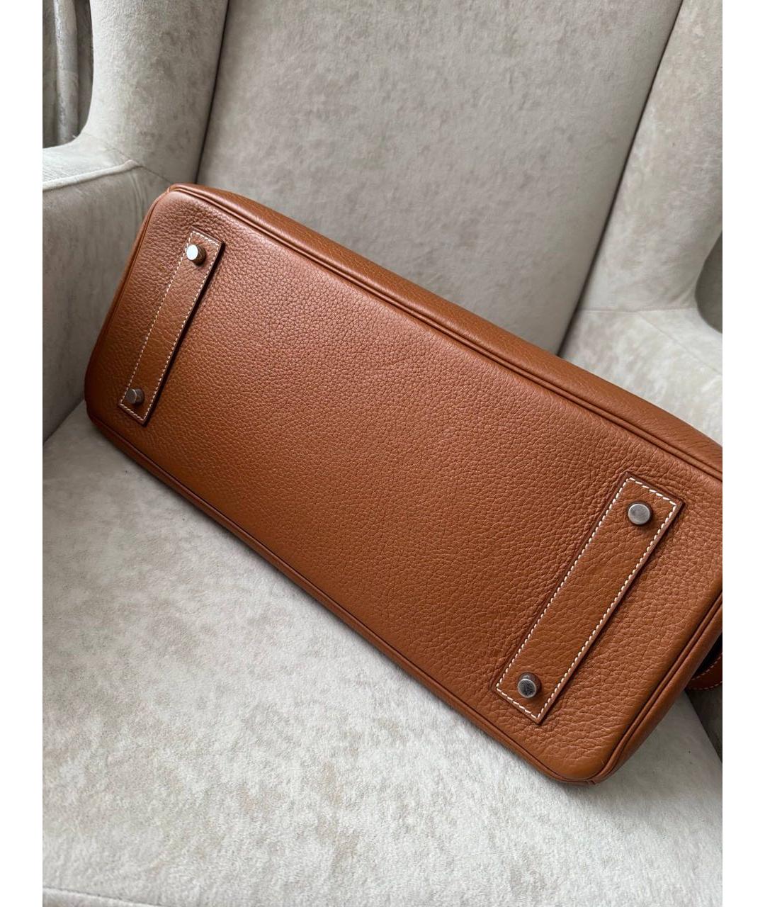 HERMES Коричневая кожаная сумка с короткими ручками, фото 5