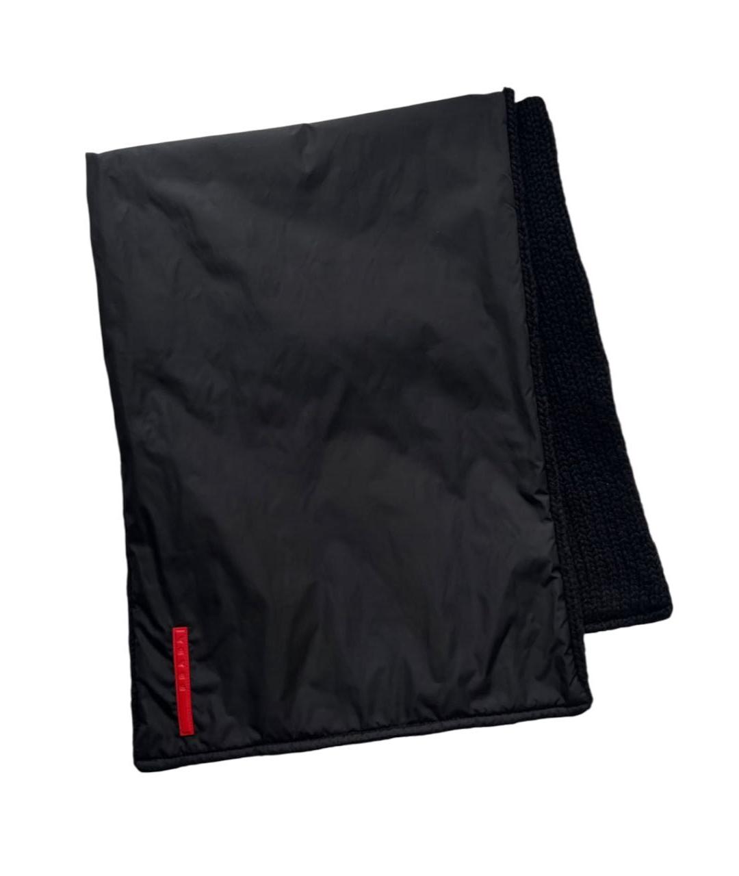 PRADA Черный шерстяной шарф, фото 1