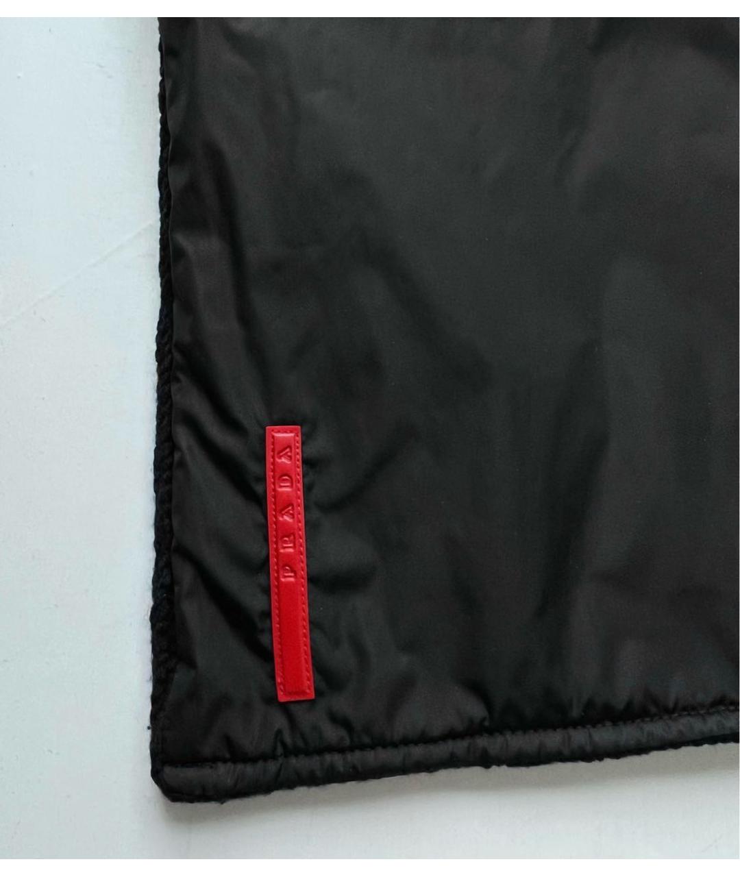 PRADA Черный шерстяной шарф, фото 3