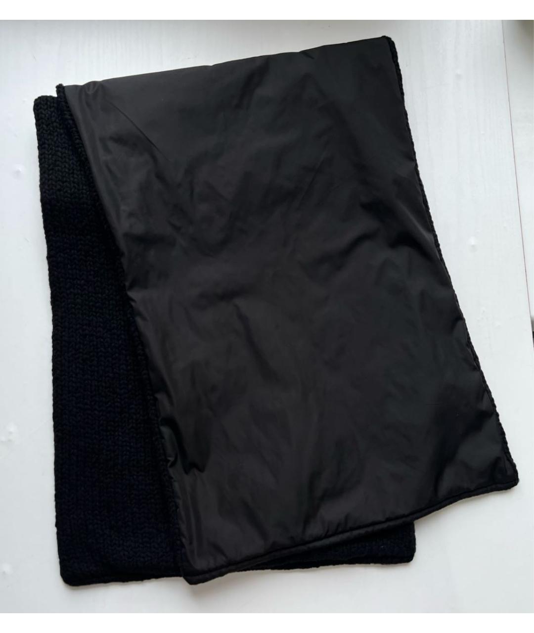 PRADA Черный шерстяной шарф, фото 5