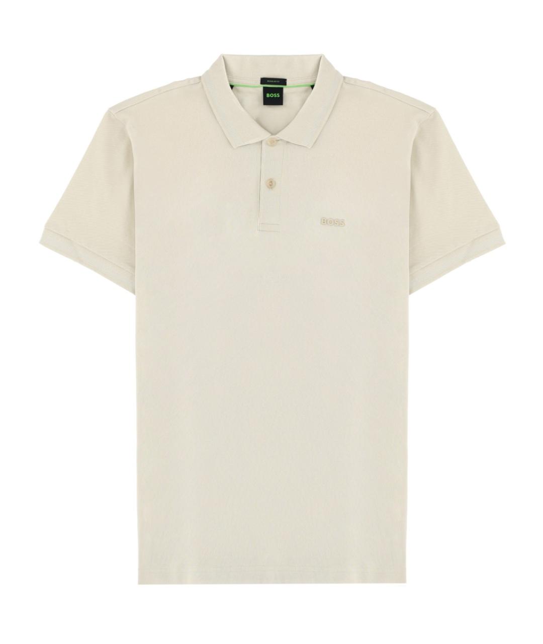 HUGO BOSS Бежевое хлопковое поло с коротким рукавом, фото 1