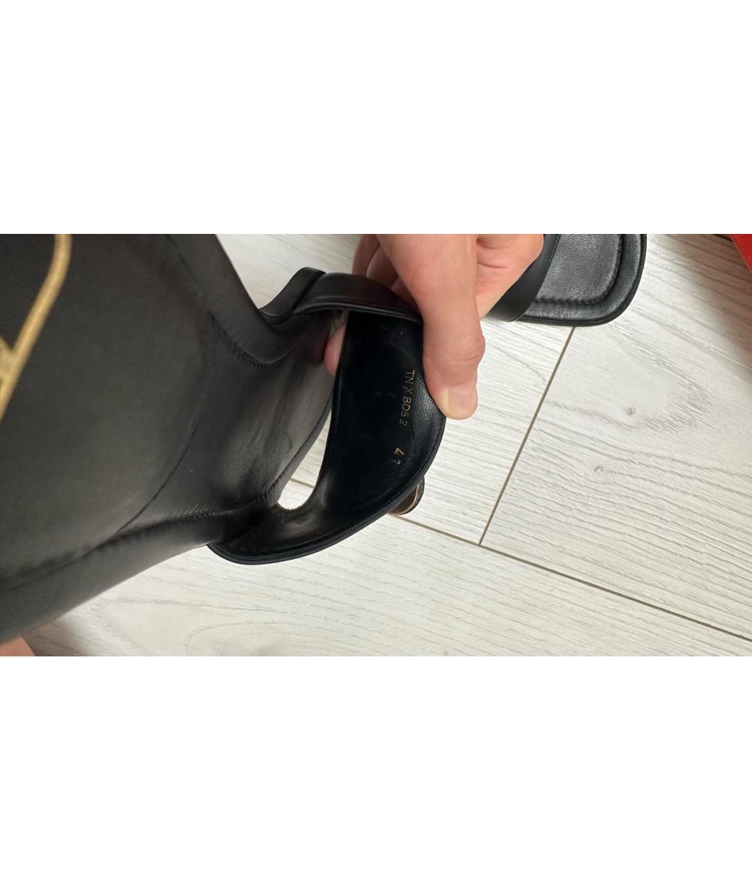 VALENTINO Черные кожаные шлепанцы, фото 6