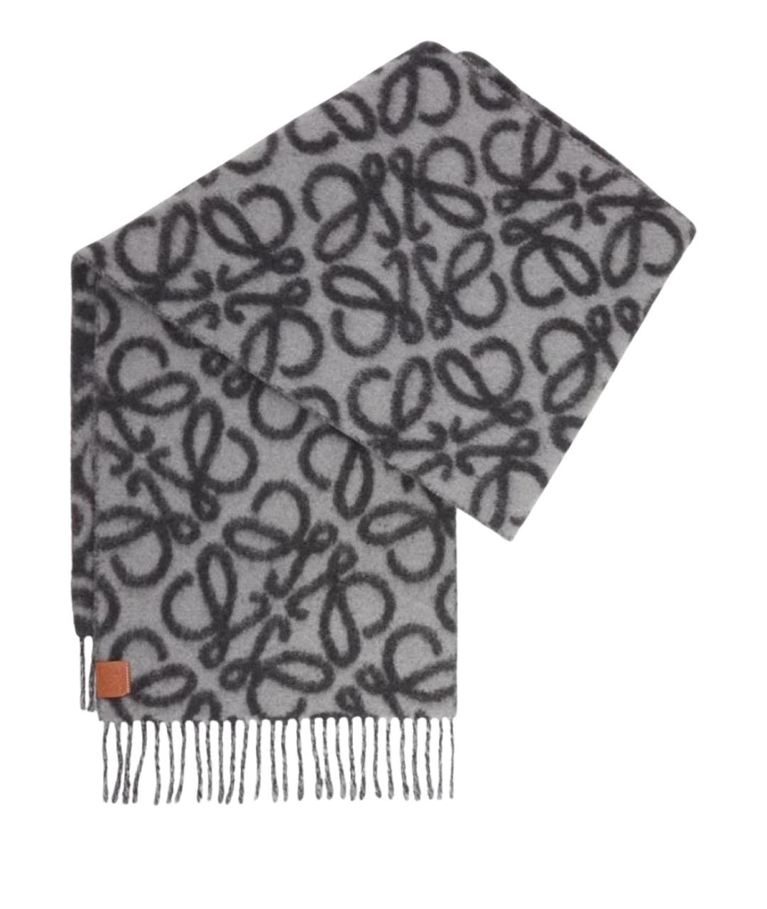 LOEWE Серый шерстяной шарф, фото 1