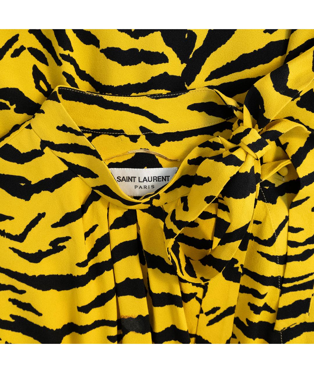 SAINT LAURENT Желтое вискозное повседневное платье, фото 3