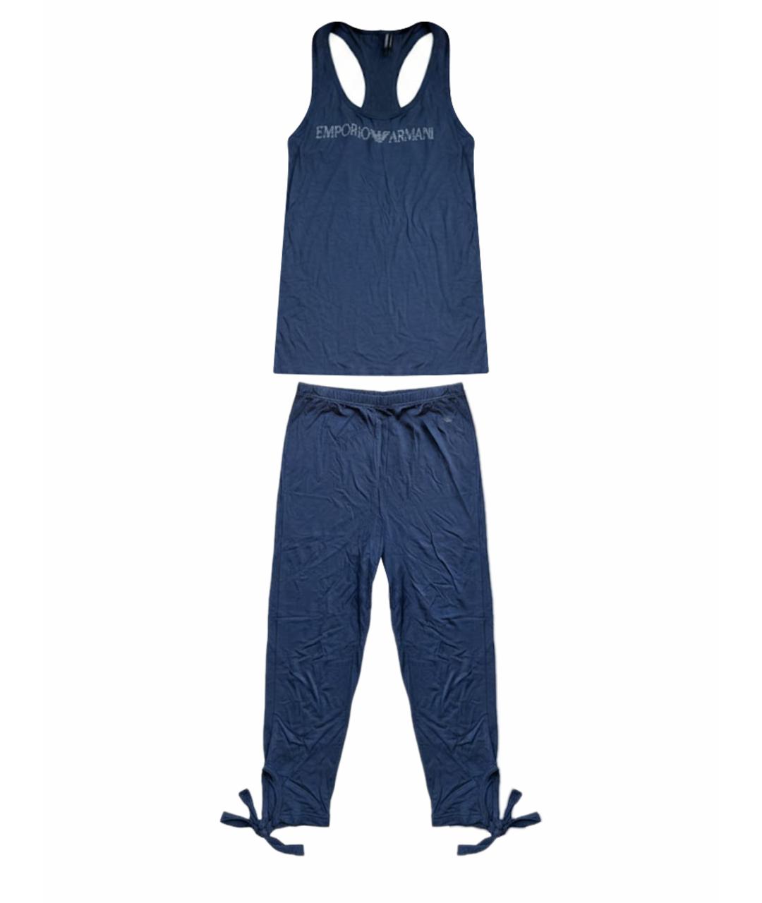 EMPORIO ARMANI Темно-синяя вискозная пижама, фото 1