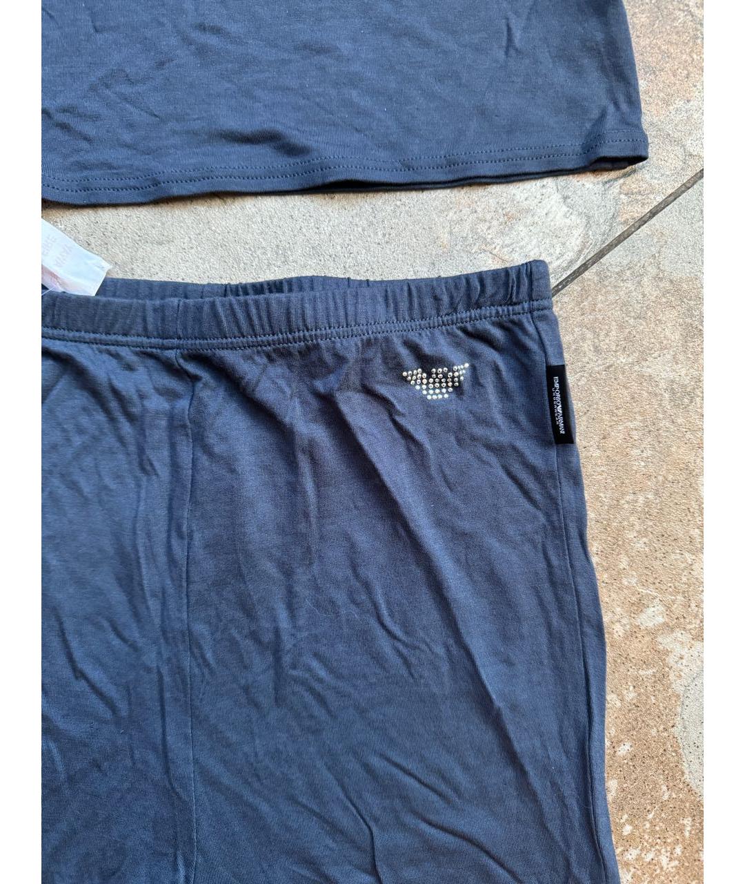 EMPORIO ARMANI Темно-синяя вискозная пижама, фото 3