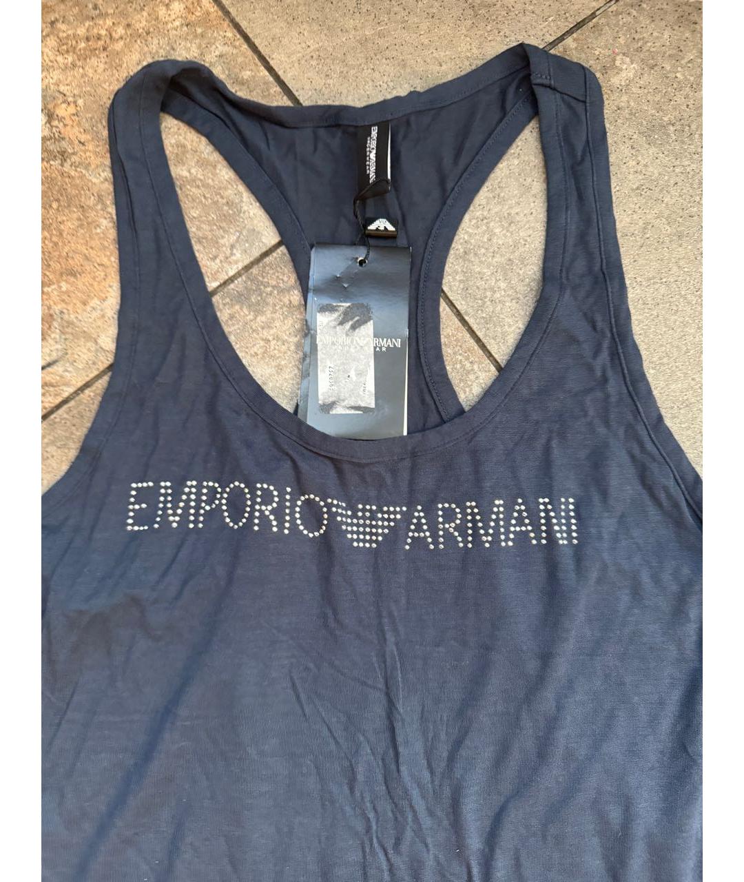 EMPORIO ARMANI Темно-синяя вискозная пижама, фото 2