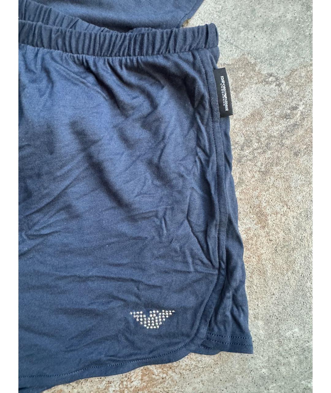 EMPORIO ARMANI Темно-синяя вискозная пижама, фото 4