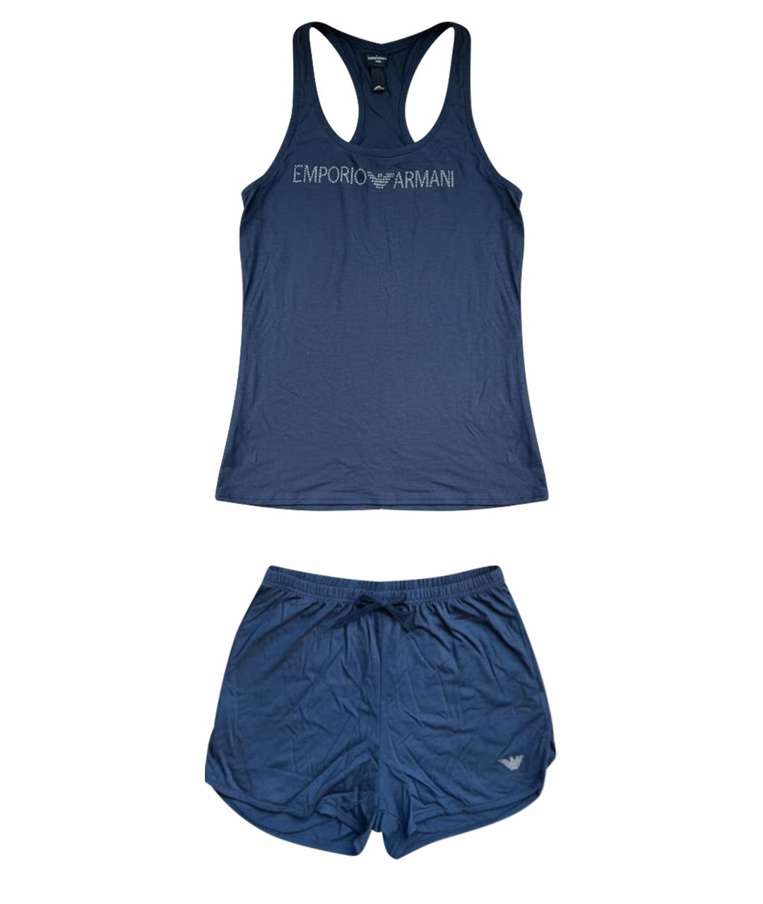 EMPORIO ARMANI Темно-синяя вискозная пижама, фото 1