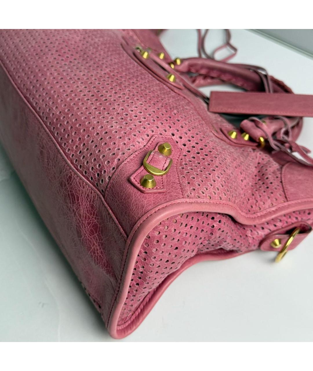 BALENCIAGA Розовая кожаная сумка с короткими ручками, фото 6