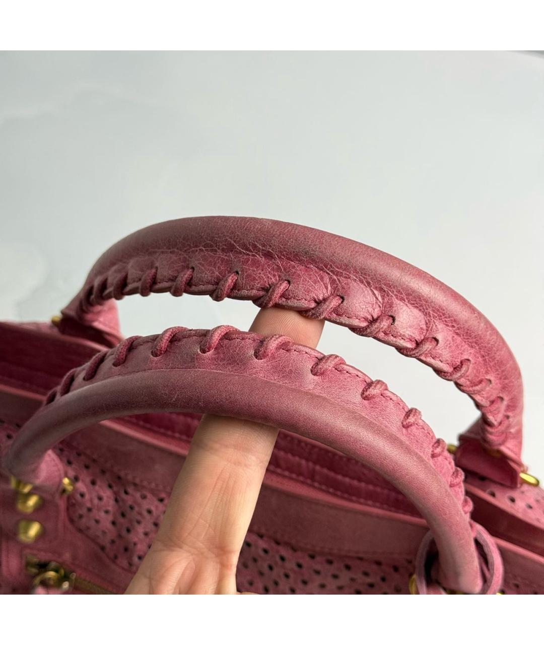 BALENCIAGA Розовая кожаная сумка с короткими ручками, фото 3