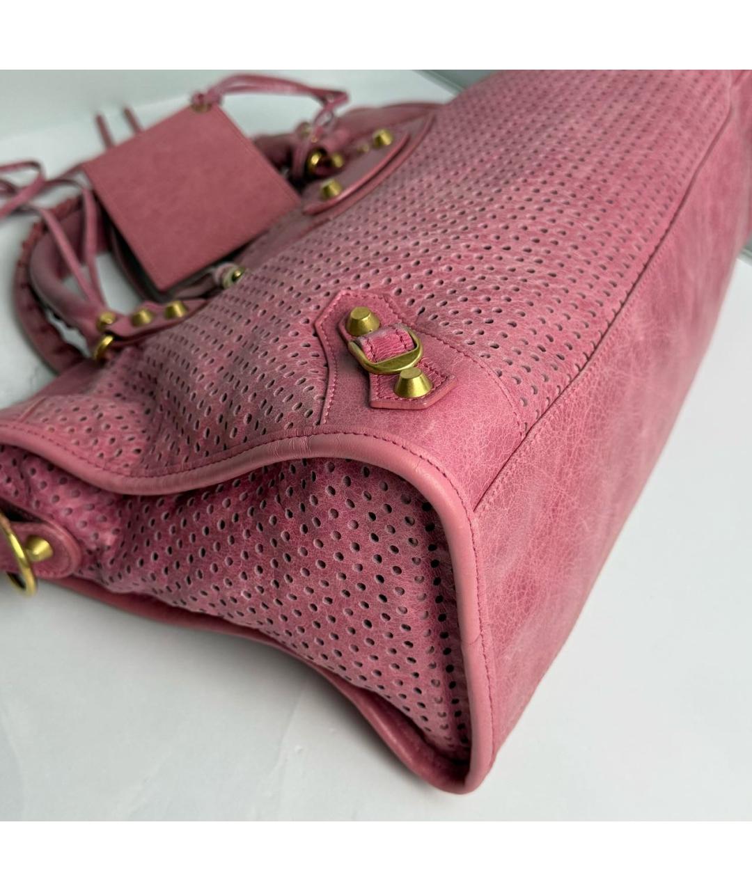 BALENCIAGA Розовая кожаная сумка с короткими ручками, фото 5