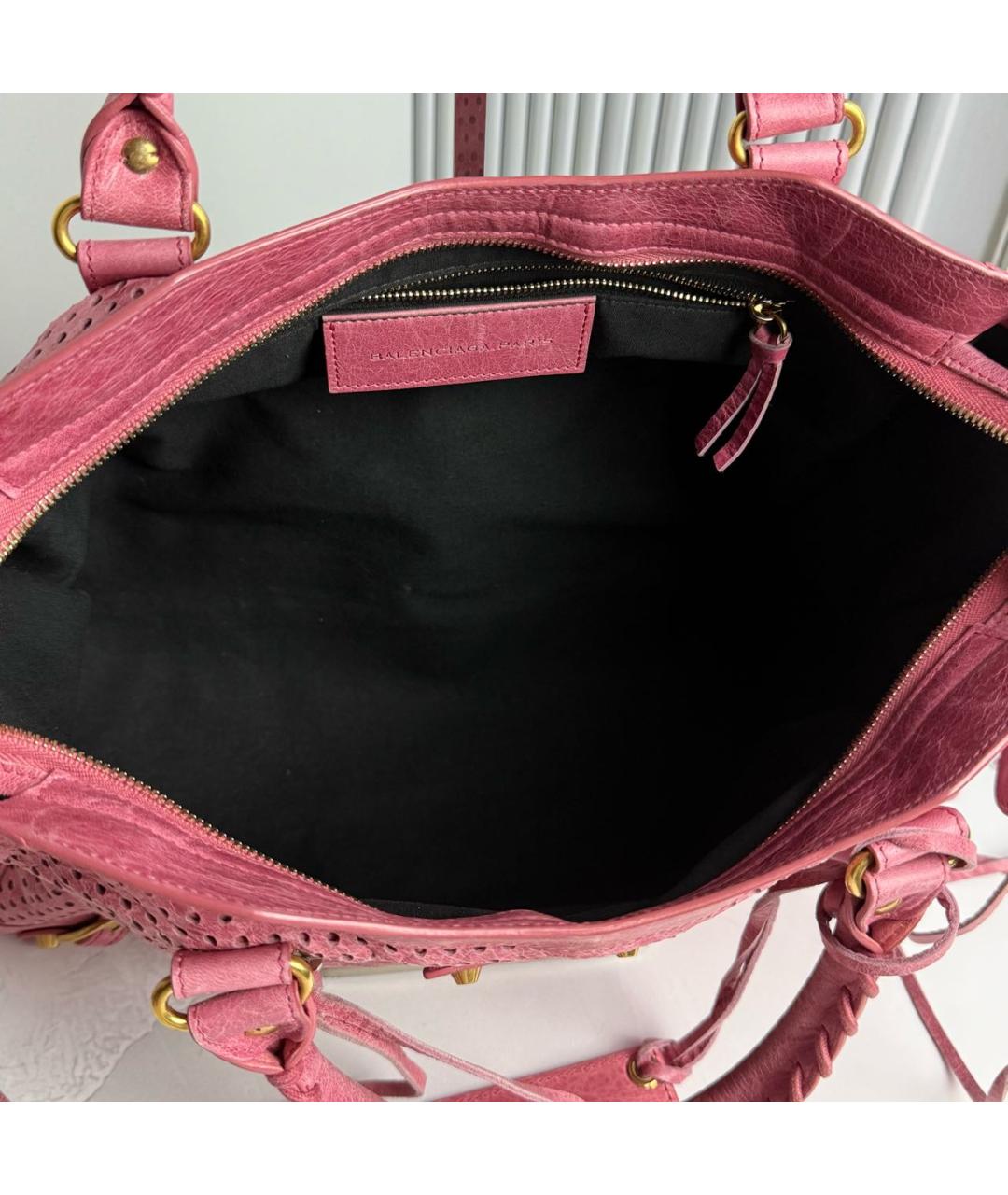 BALENCIAGA Розовая кожаная сумка с короткими ручками, фото 7