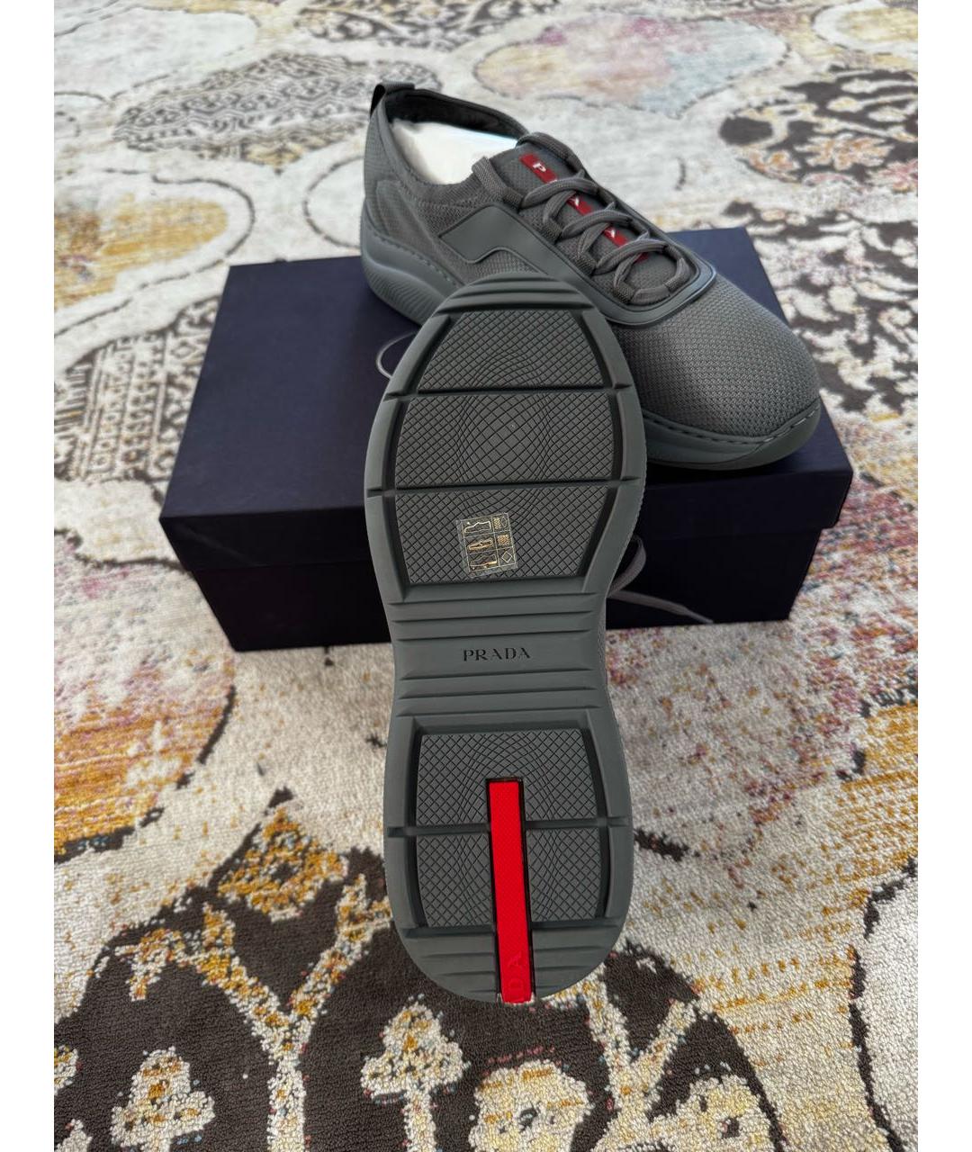 PRADA Серые текстильные кроссовки, фото 7