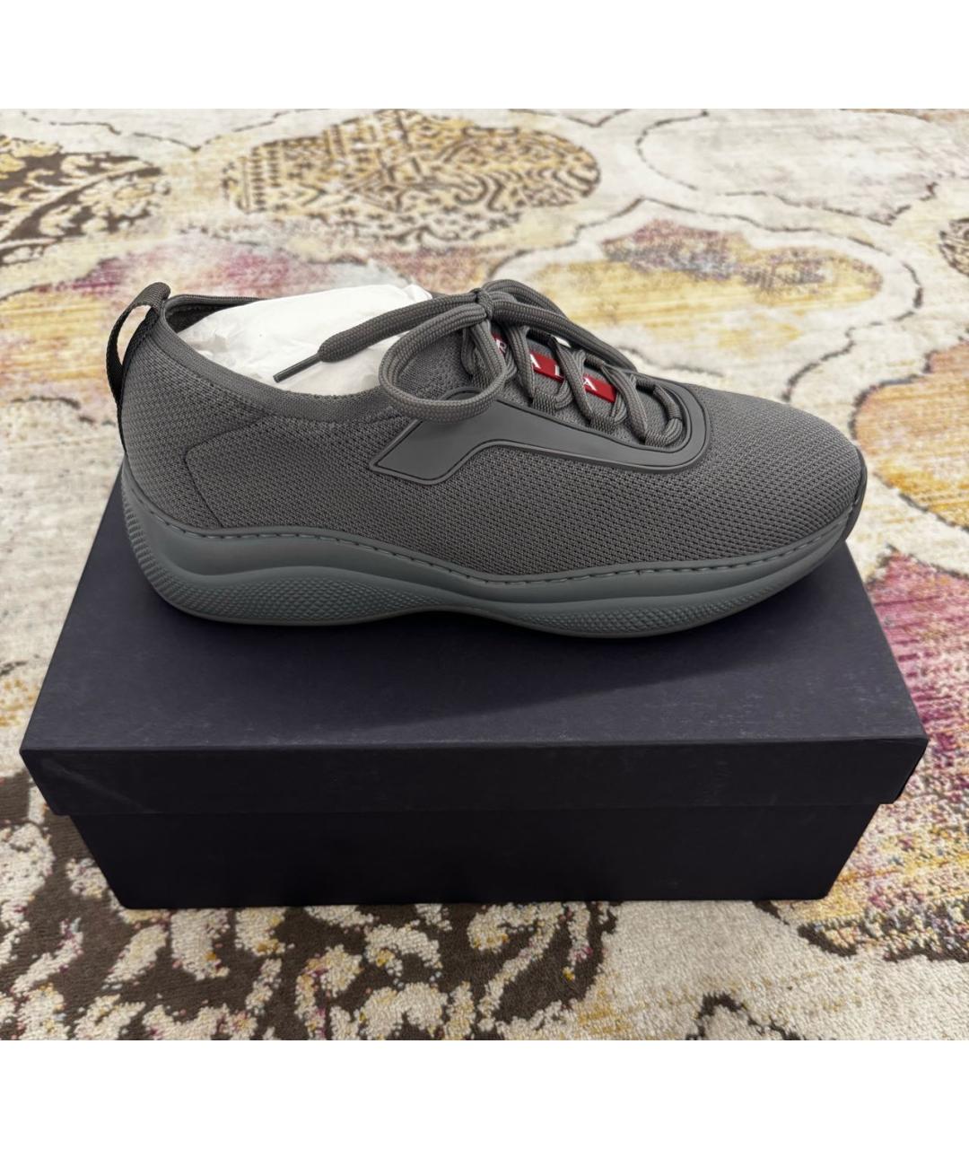 PRADA Серые текстильные кроссовки, фото 8