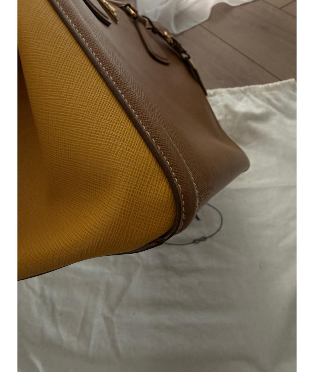 PRADA Бежевая кожаная сумка с короткими ручками, фото 5