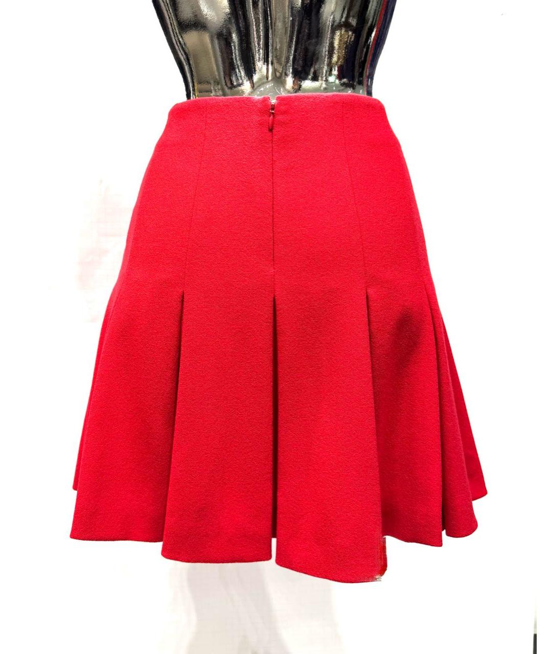 ALEXANDER MCQUEEN Красная шерстяная юбка мини, фото 3