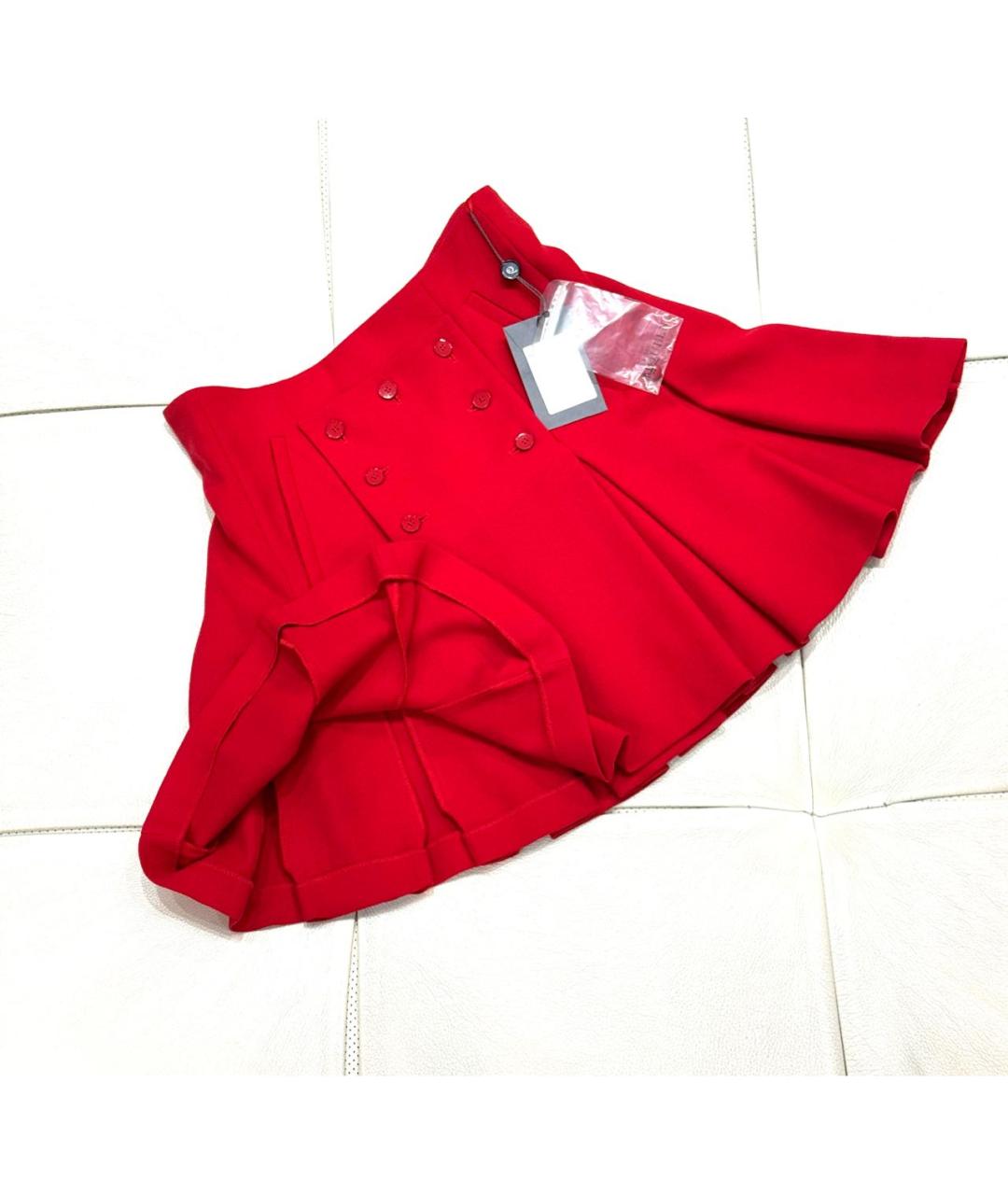 ALEXANDER MCQUEEN Красная шерстяная юбка мини, фото 4