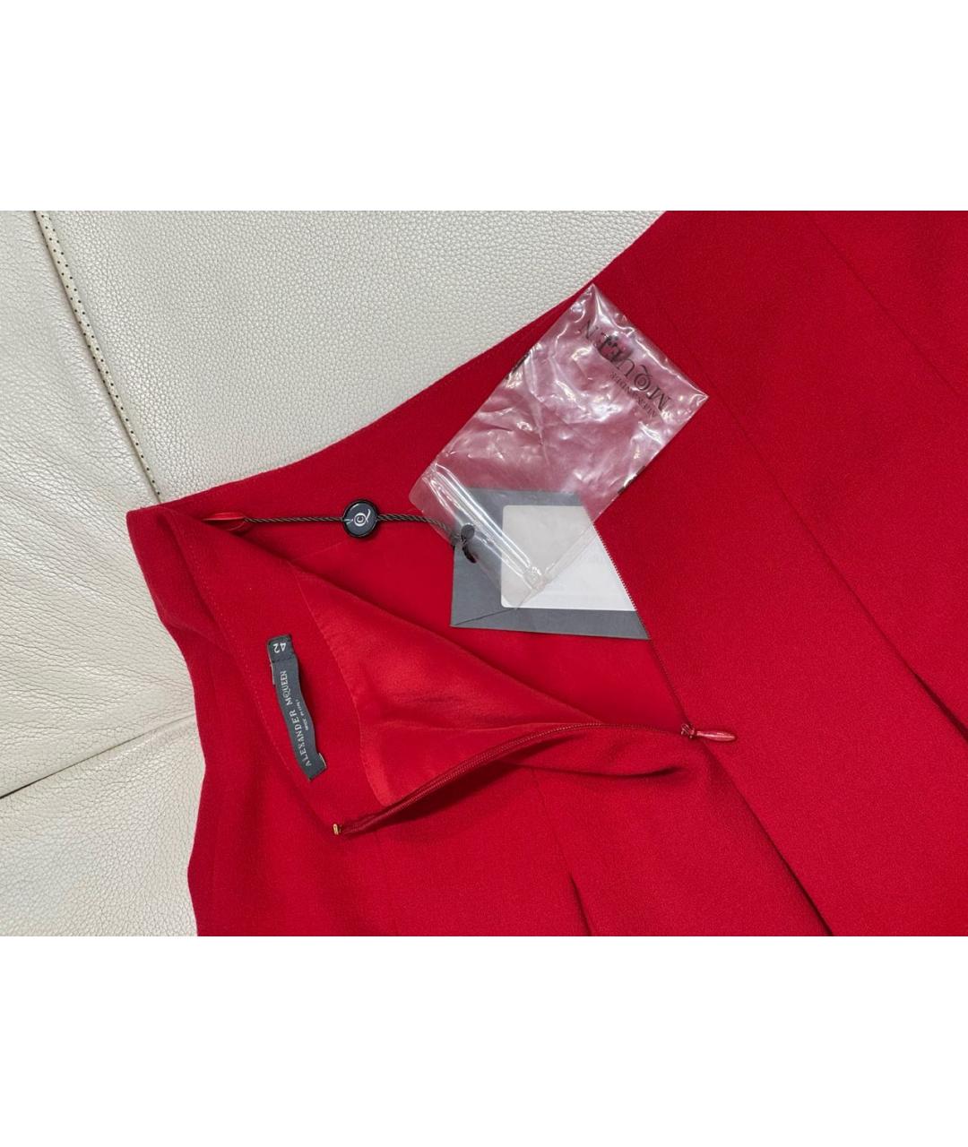 ALEXANDER MCQUEEN Красная шерстяная юбка мини, фото 6