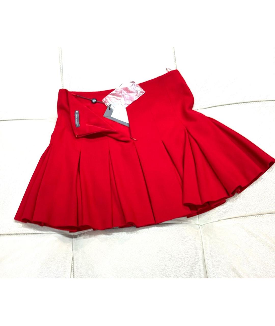ALEXANDER MCQUEEN Красная шерстяная юбка мини, фото 5