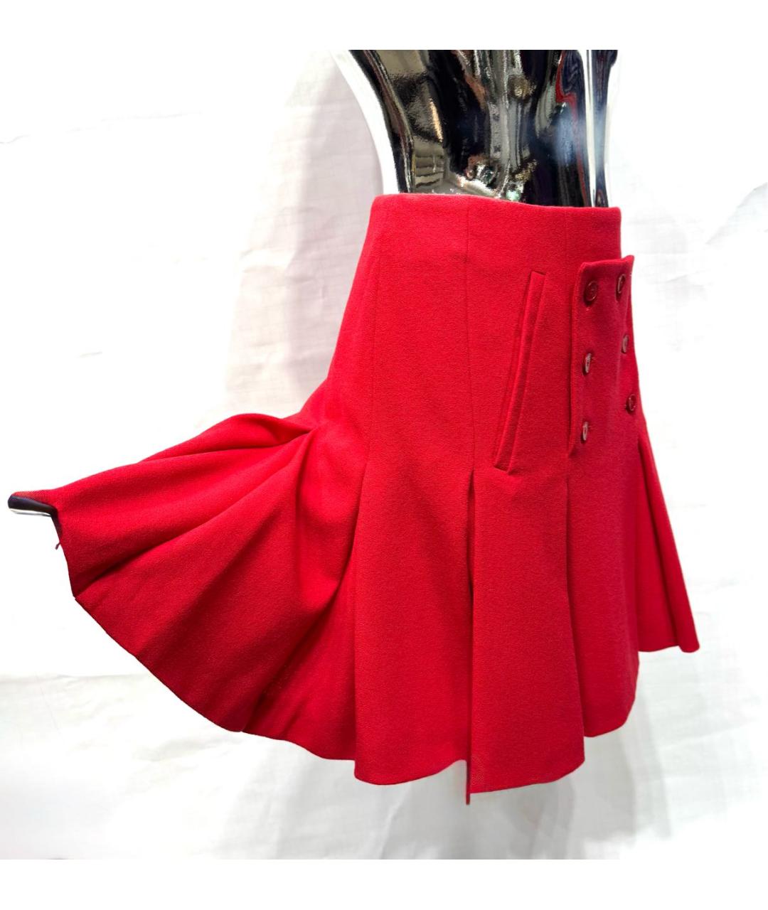 ALEXANDER MCQUEEN Красная шерстяная юбка мини, фото 2