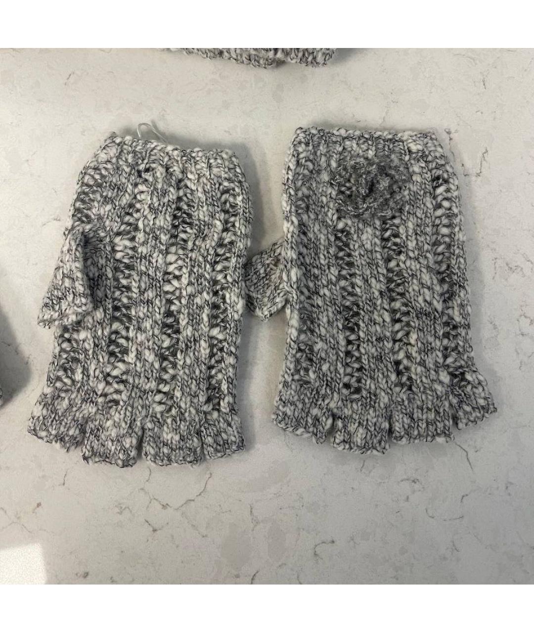 CHANEL Серые шерстяные митенки, фото 4