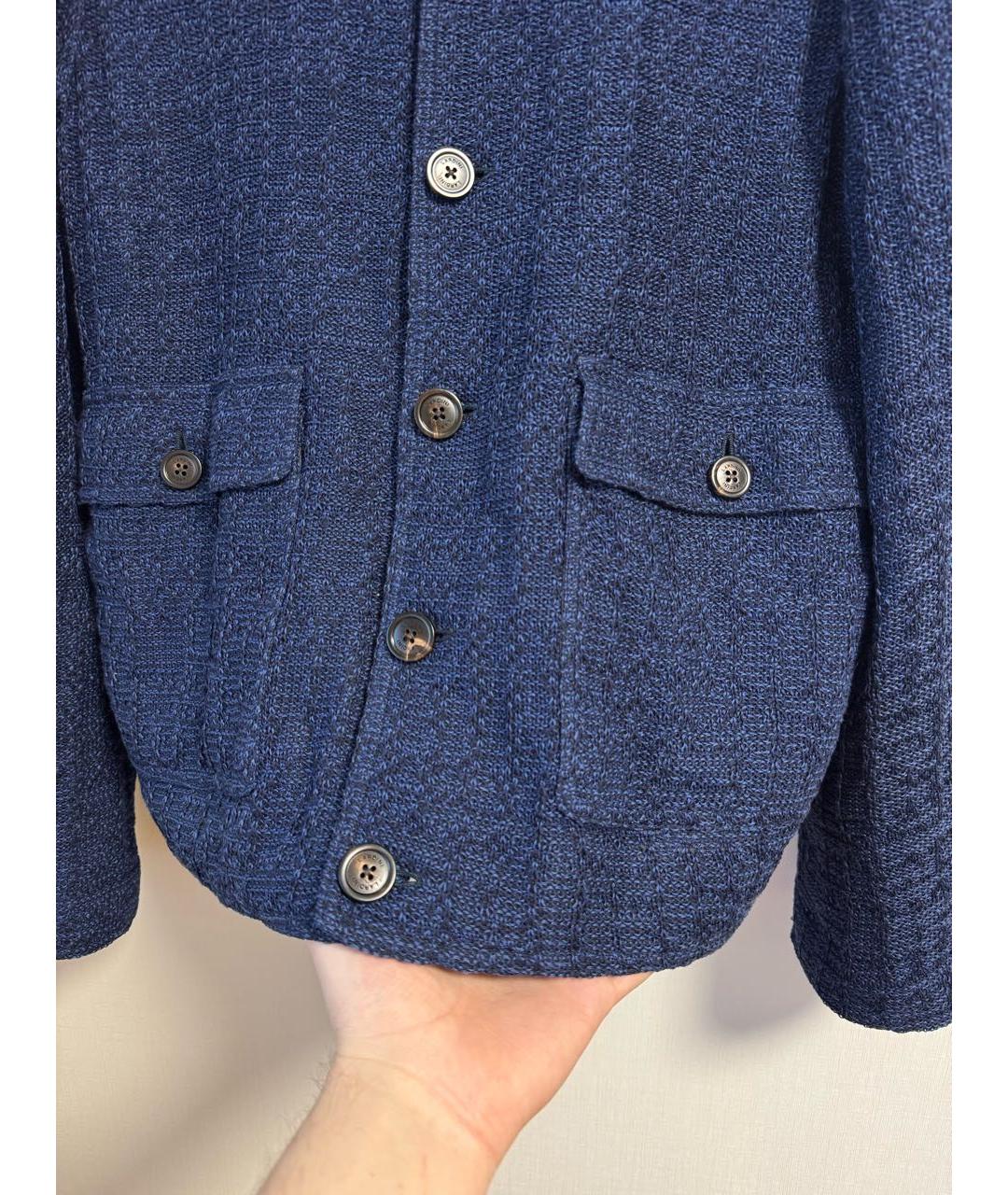 LARDINI Синий хлопковый пиджак, фото 5