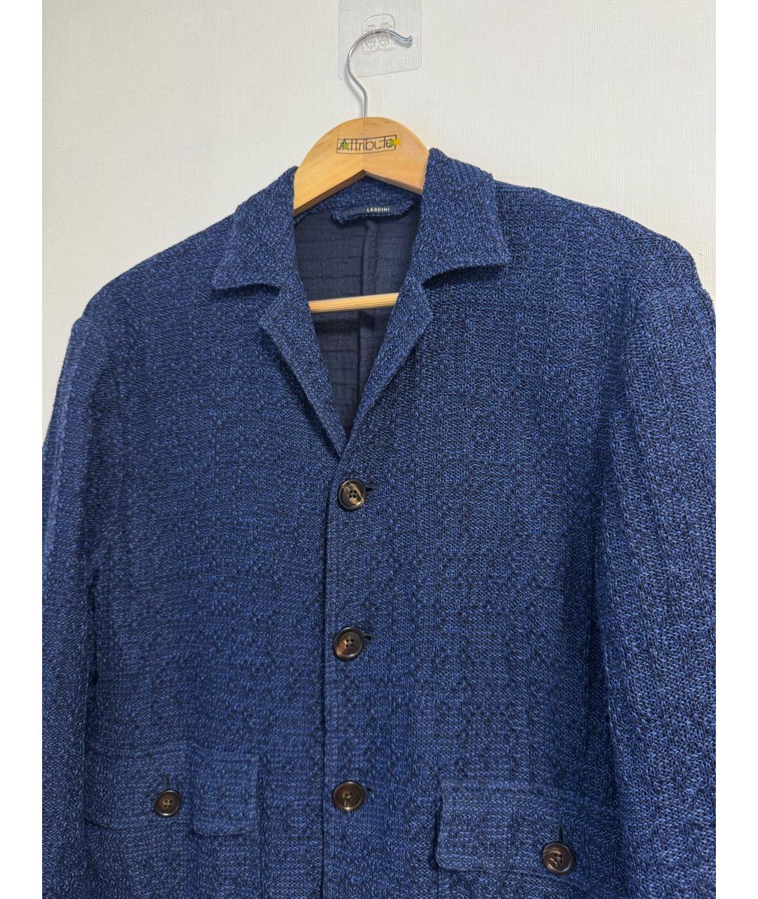 LARDINI Синий хлопковый пиджак, фото 3