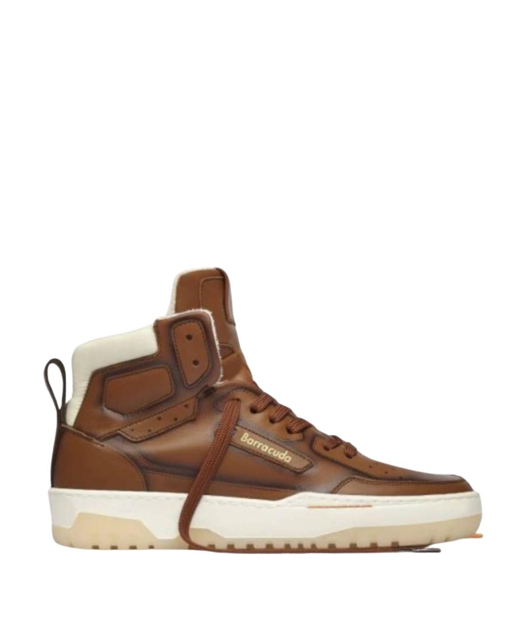 BARRACUDA Коричневые кожаные кеды, фото 1