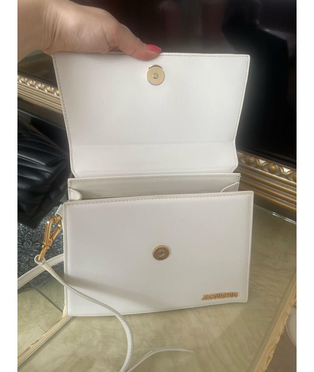 JACQUEMUS Белая кожаная сумка с короткими ручками, фото 7