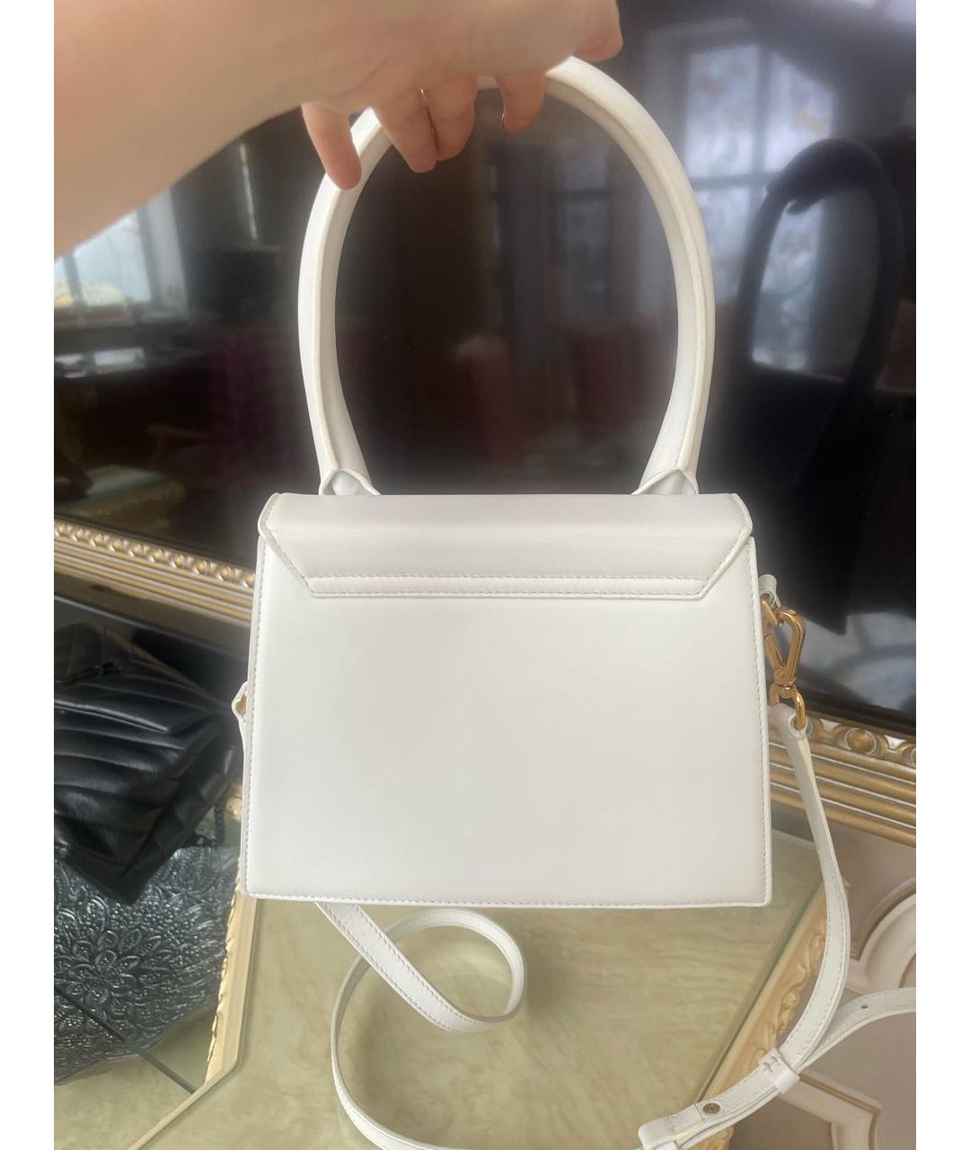 JACQUEMUS Белая кожаная сумка с короткими ручками, фото 3