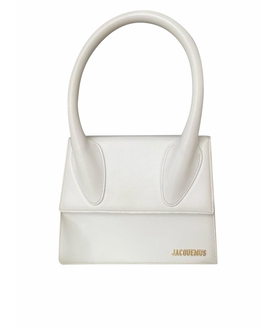 JACQUEMUS Белая кожаная сумка с короткими ручками, фото 1