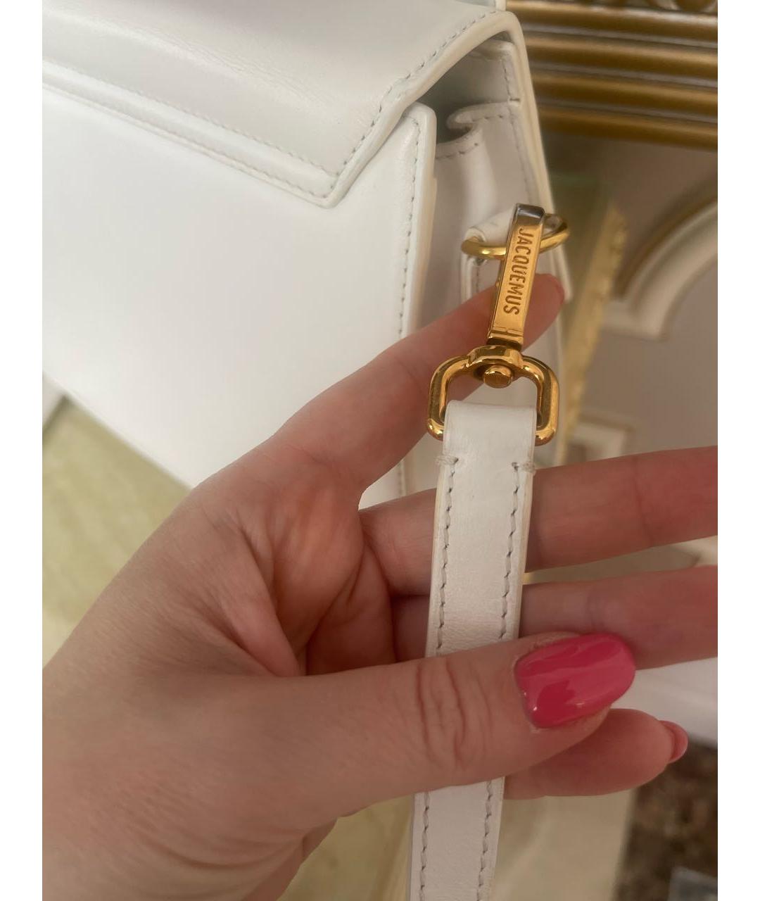 JACQUEMUS Белая кожаная сумка с короткими ручками, фото 6