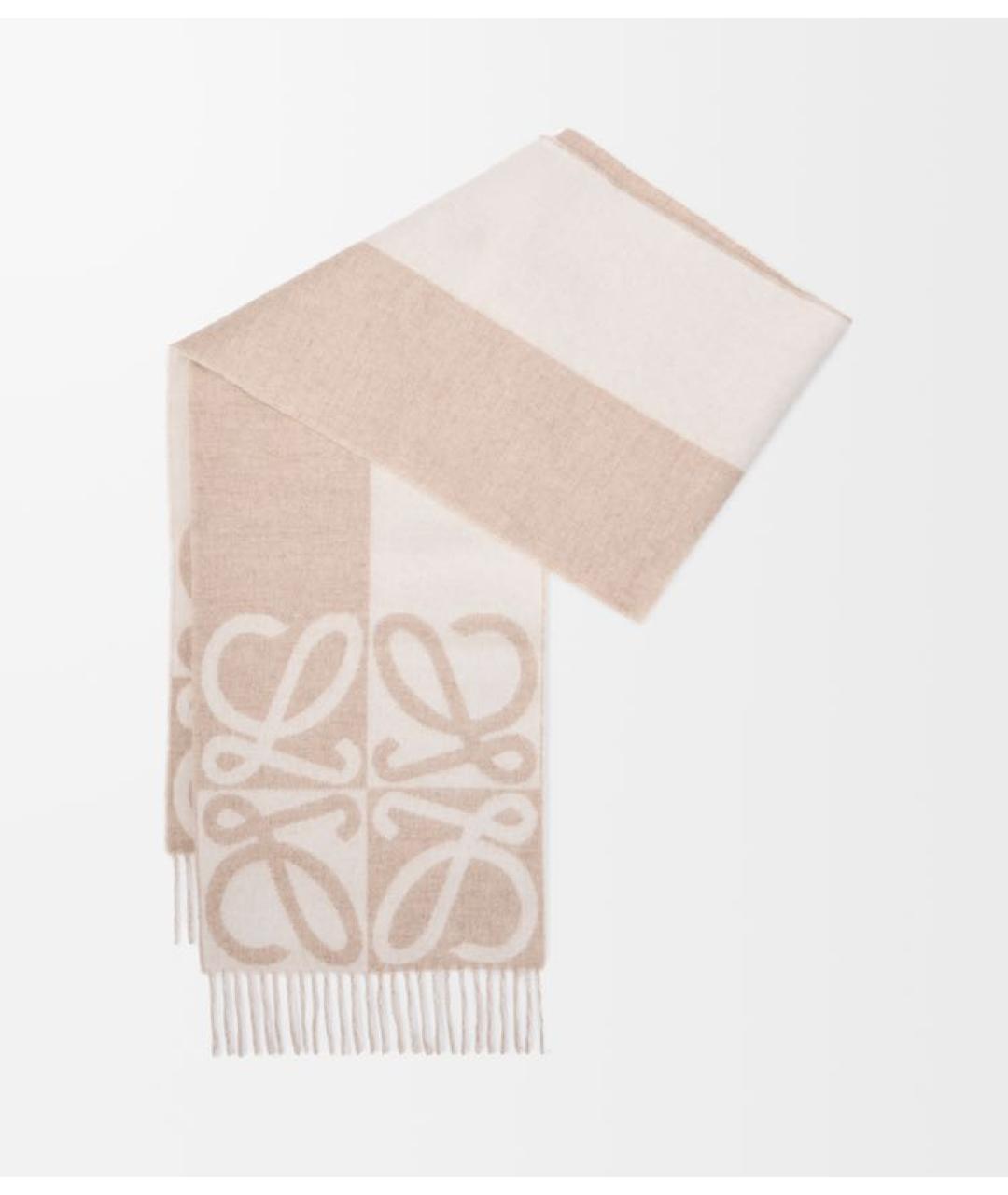 LOEWE Бежевый шерстяной шарф, фото 4