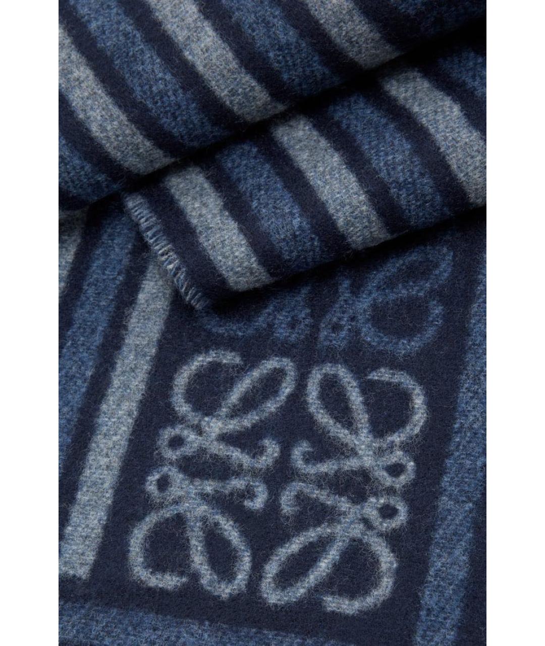 LOEWE Темно-синий шерстяной шарф, фото 3