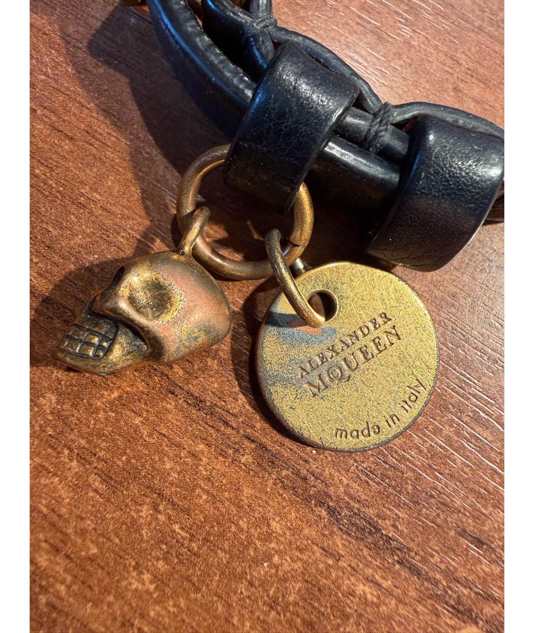 ALEXANDER MCQUEEN Черный кожаный браслет, фото 4