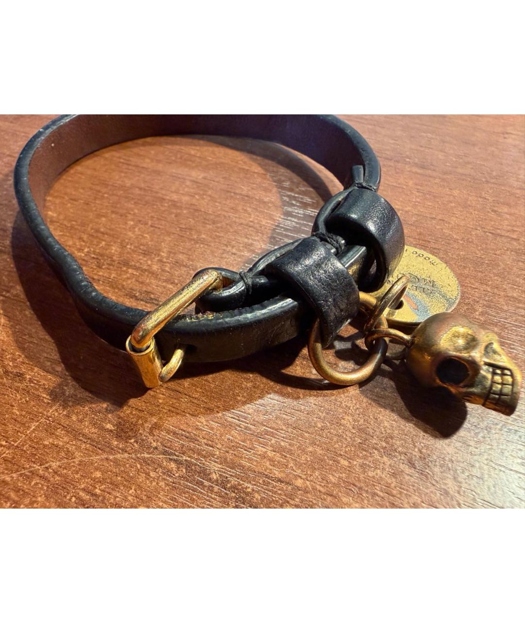 ALEXANDER MCQUEEN Черный кожаный браслет, фото 3