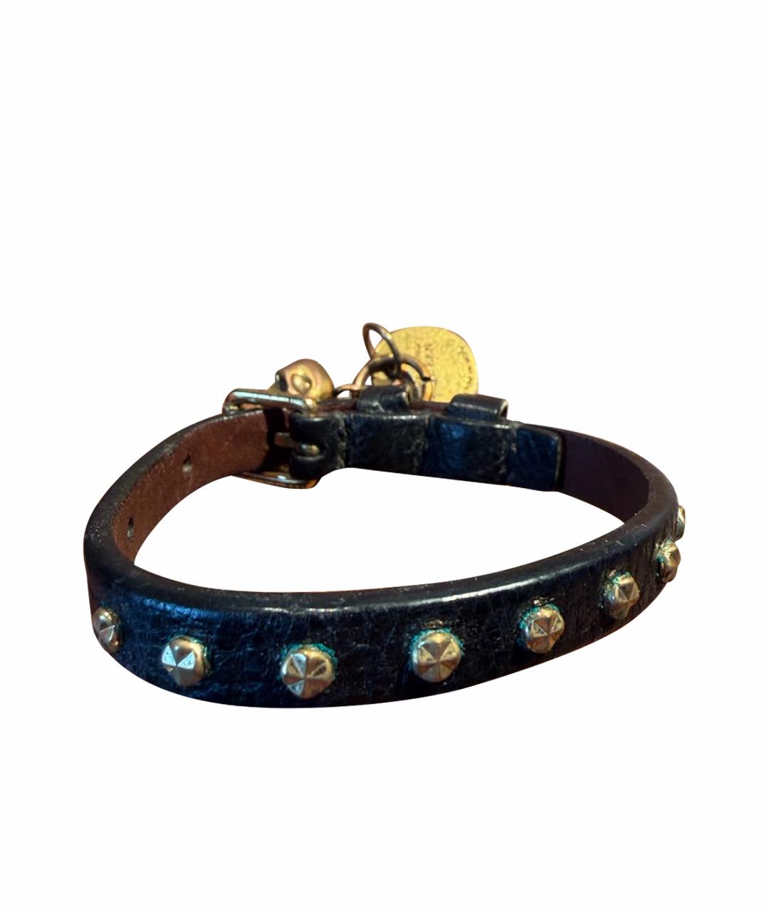 ALEXANDER MCQUEEN Черный кожаный браслет, фото 1