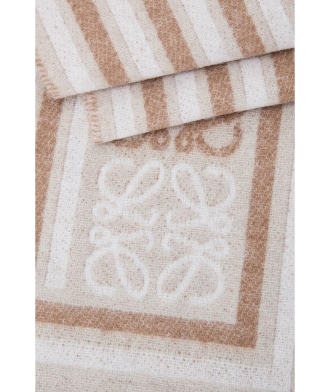 LOEWE Бежевый шерстяной шарф, фото 3