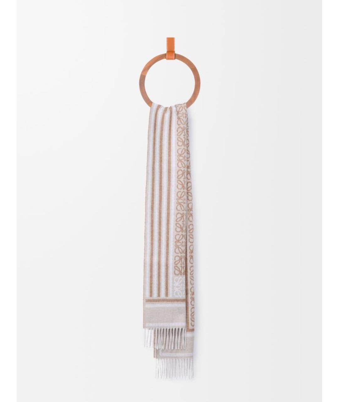 LOEWE Бежевый шерстяной шарф, фото 2