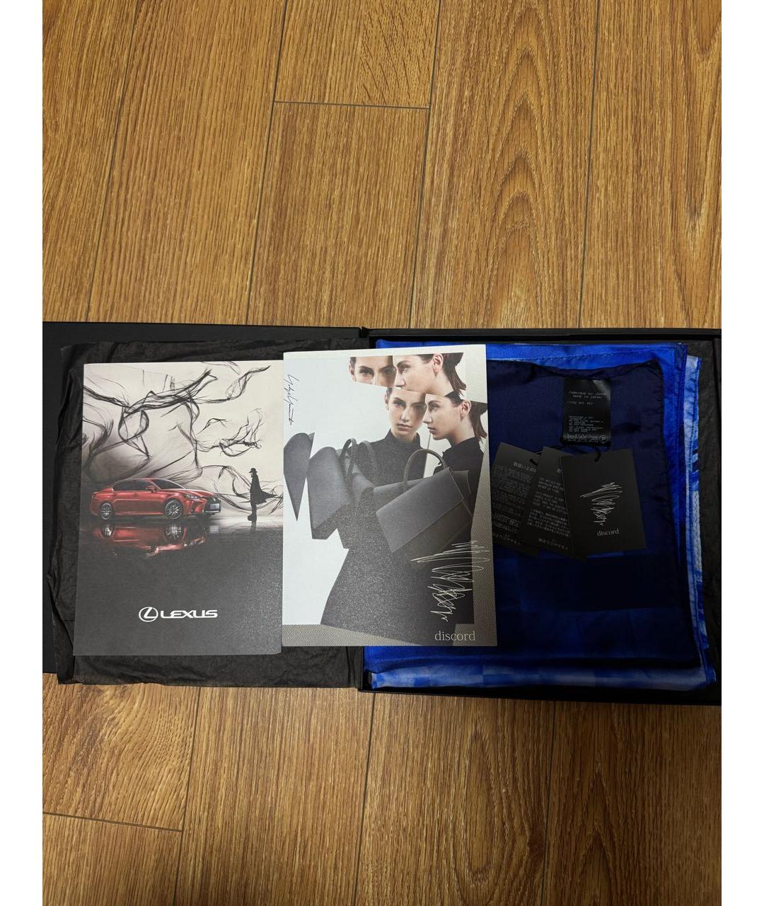 YOHJI YAMAMOTO Синий шелковый платок, фото 5