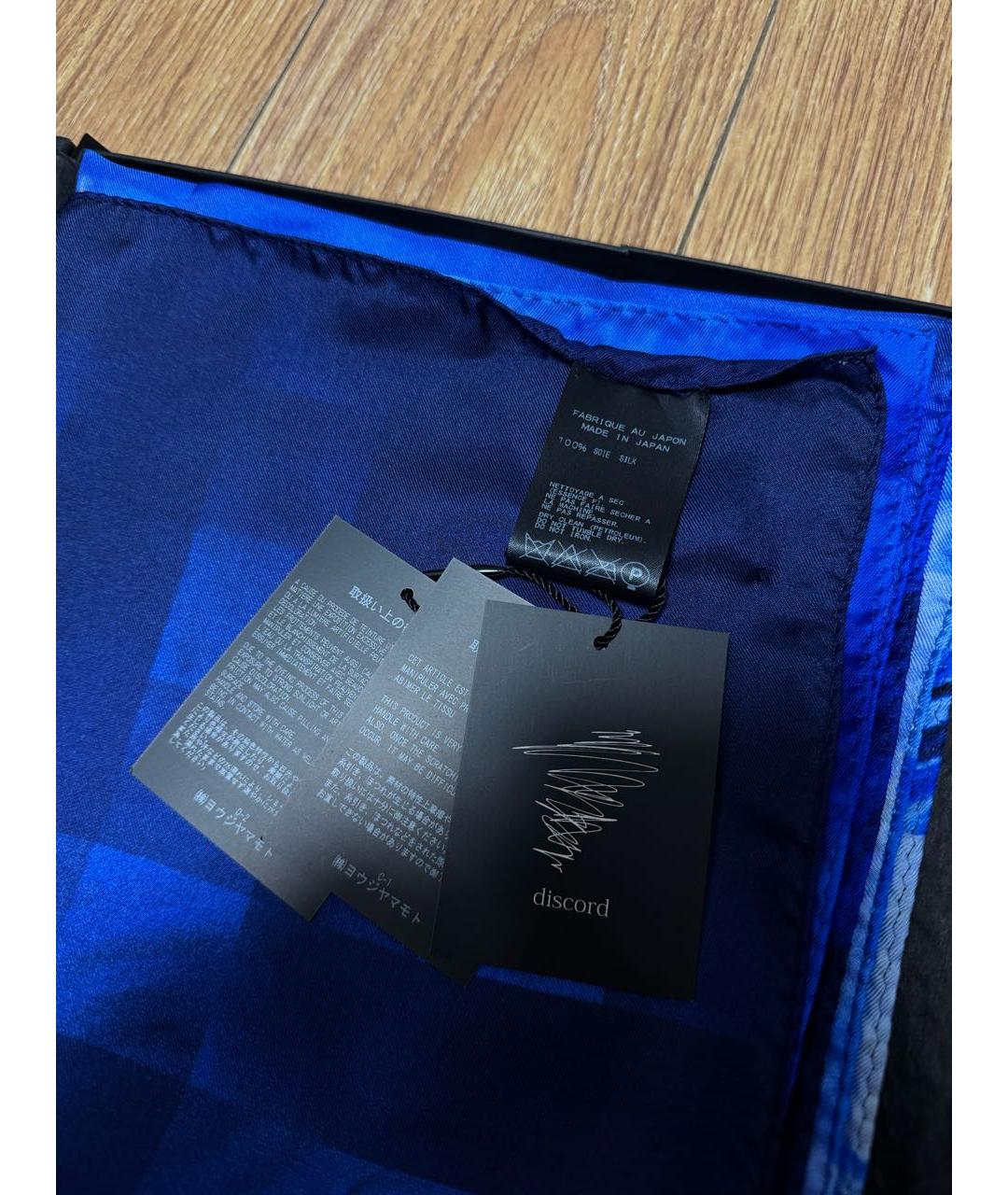 YOHJI YAMAMOTO Синий шелковый платок, фото 7