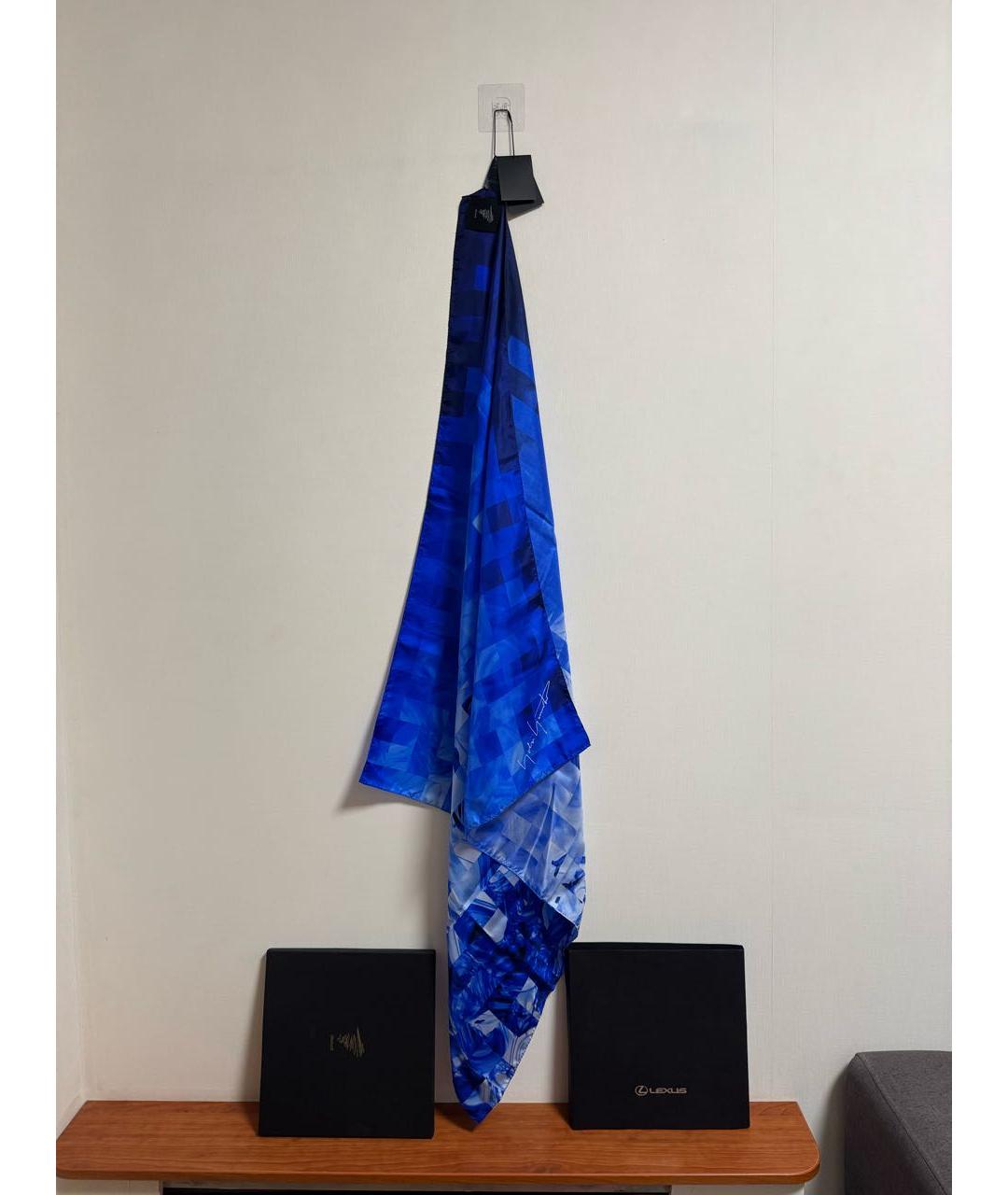 YOHJI YAMAMOTO Синий шелковый платок, фото 4