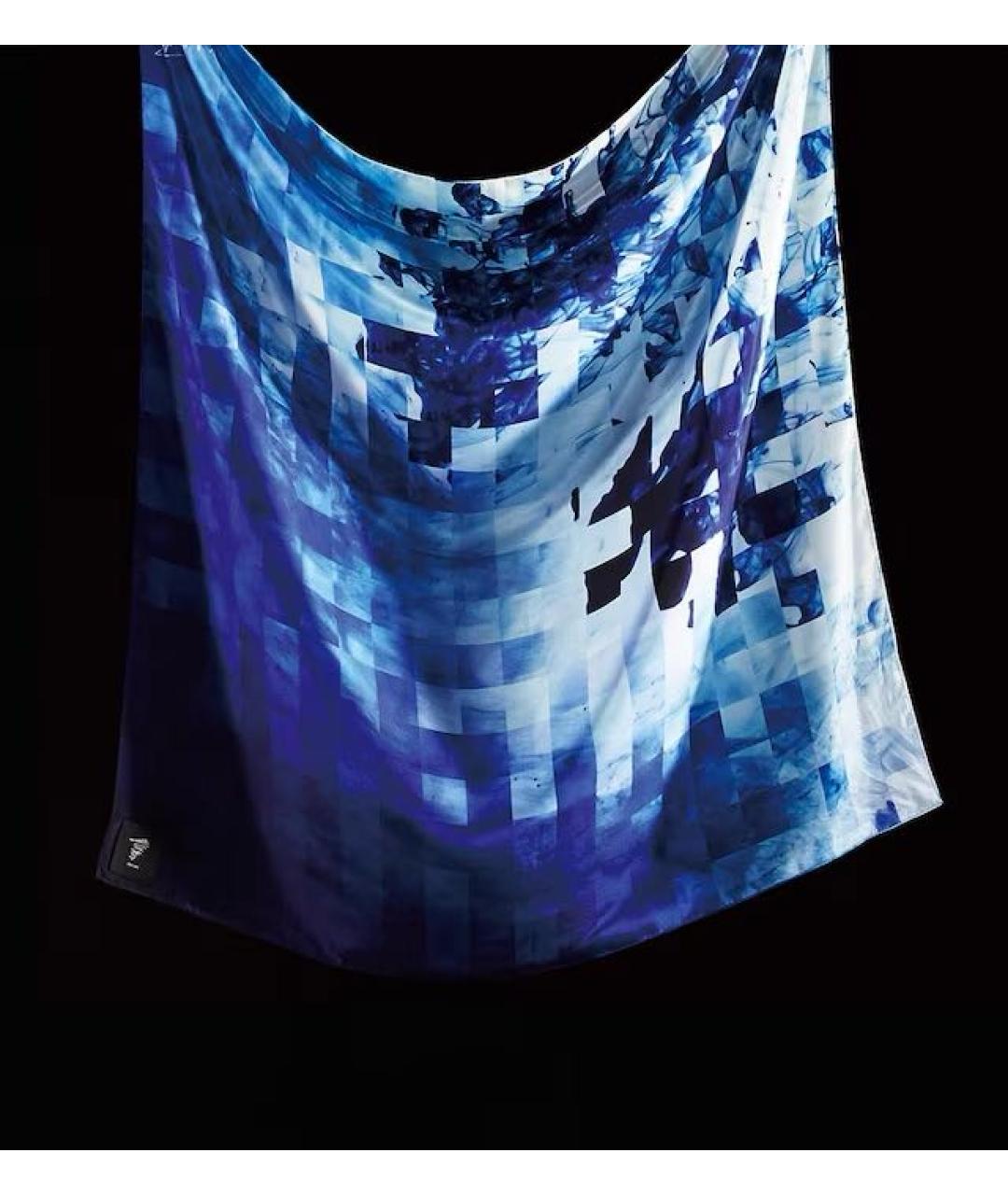 YOHJI YAMAMOTO Синий шелковый платок, фото 2