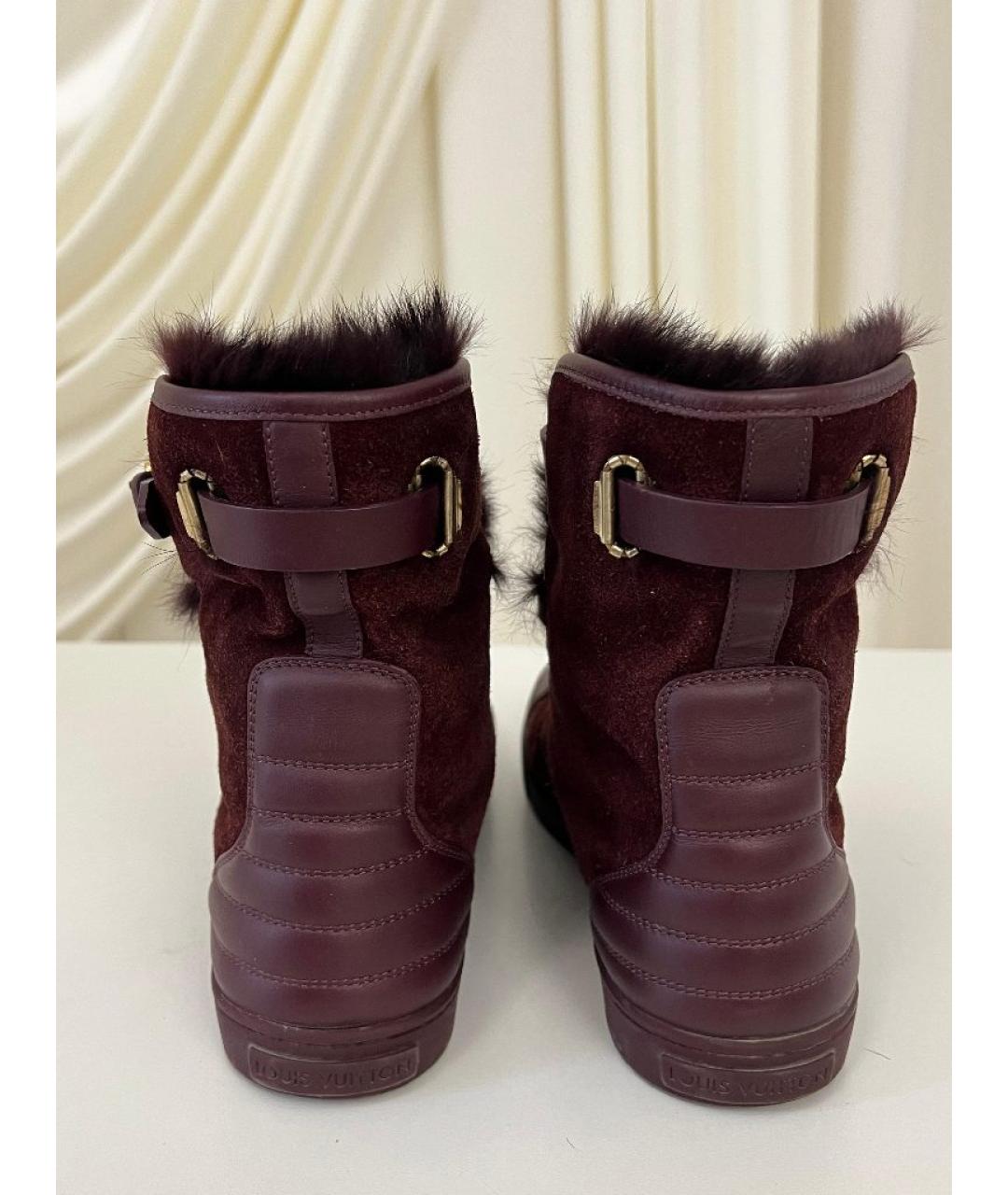 LOUIS VUITTON Бордовые замшевые ботинки, фото 4