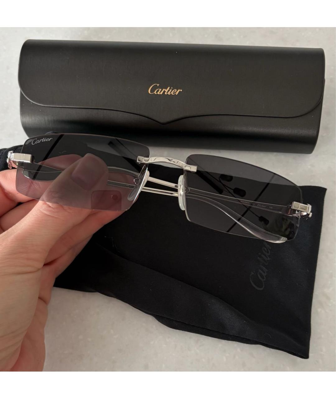 CARTIER Серые металлические солнцезащитные очки, фото 3