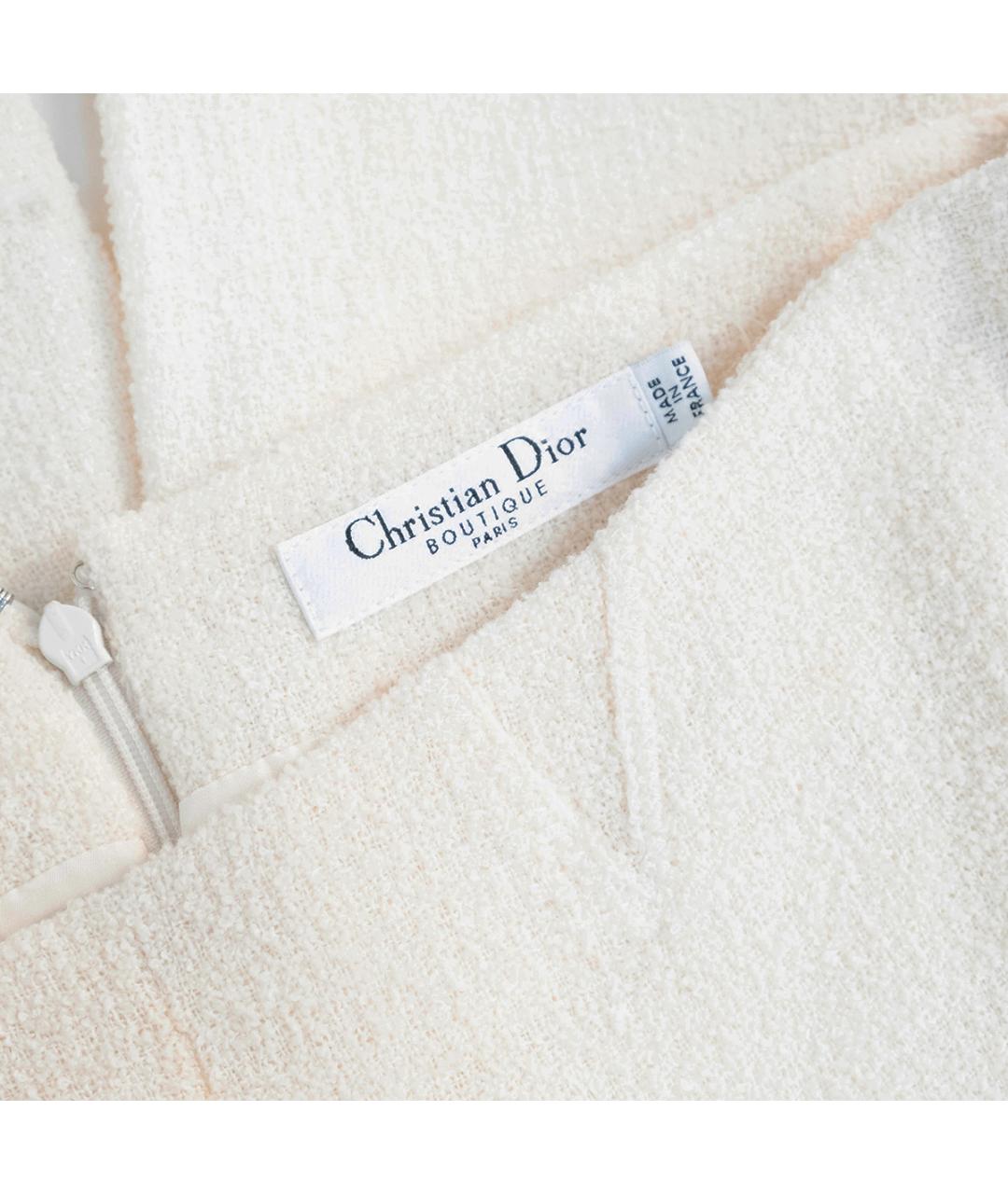 CHRISTIAN DIOR Белая шерстяная юбка миди, фото 3