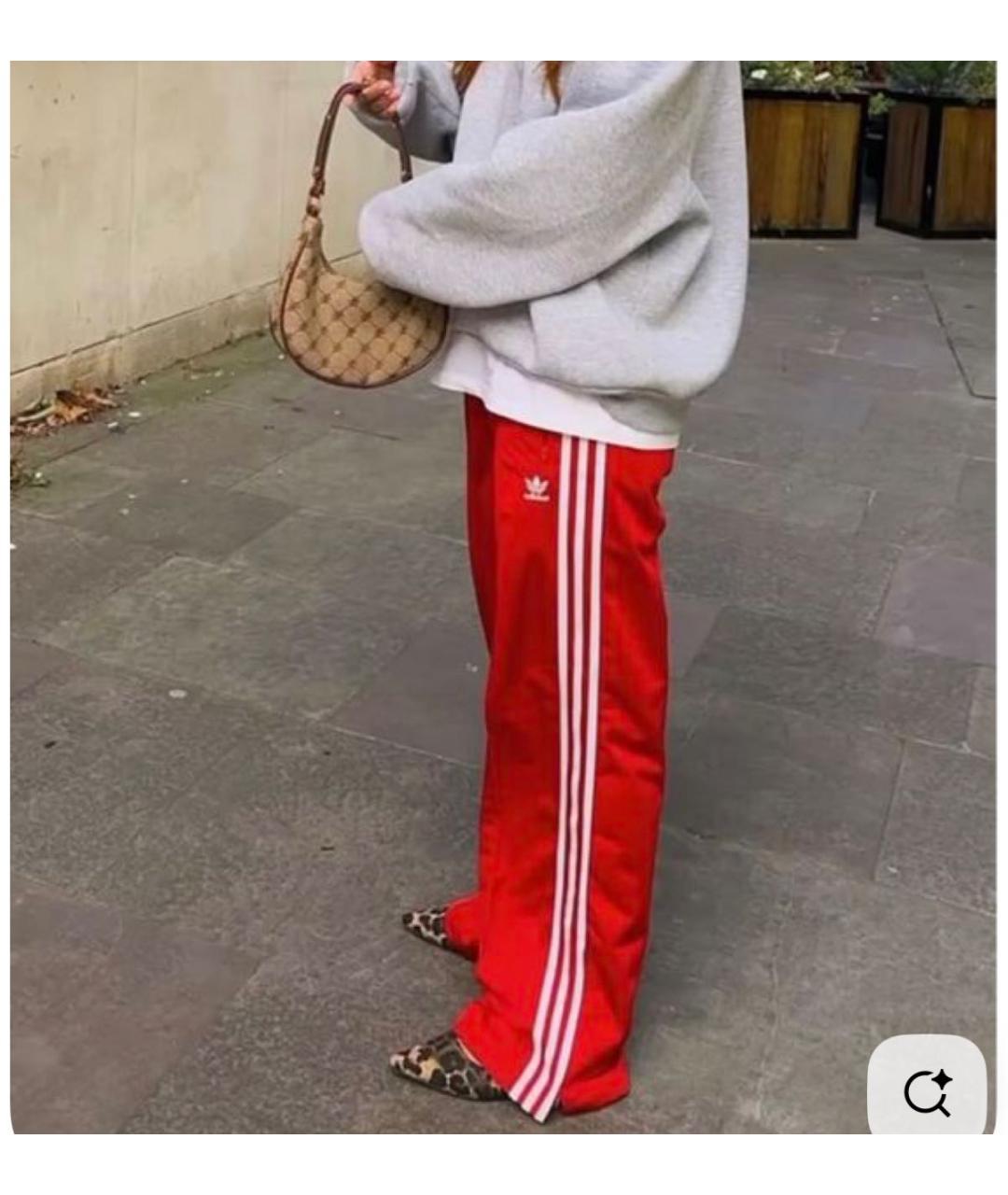 ADIDAS Красные полиэстеровые спортивные брюки и шорты, фото 5